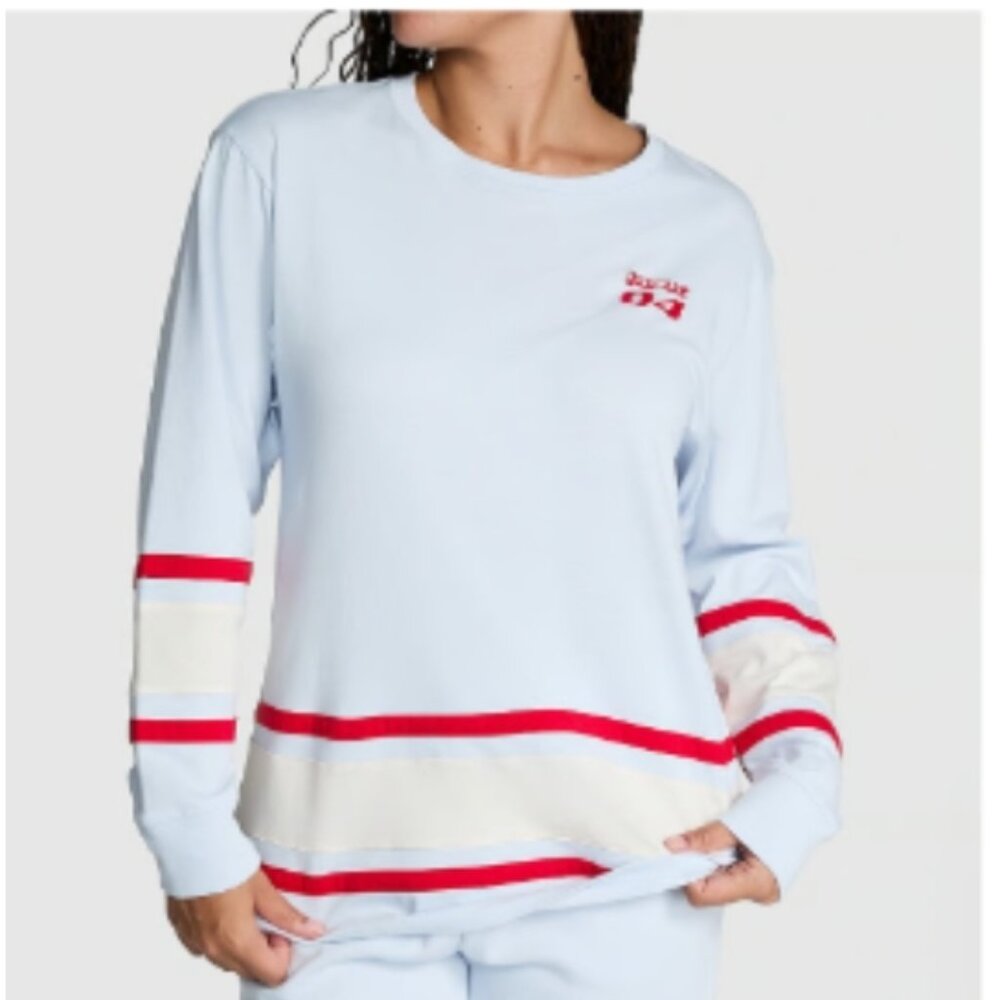 PINK Victoria's Secret Long Sleeve Campus T-shirt SZ XXL Blue Red